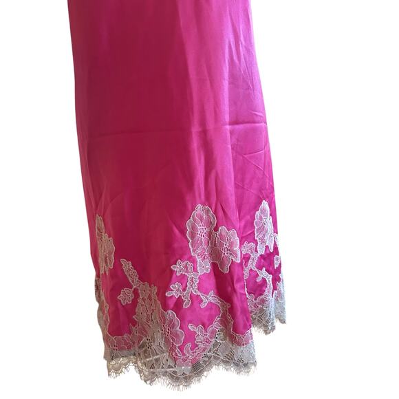 Victoria Secret Slip Mini Dress SZ Med Pink with White Lace Cami Nighty Party - Picture 7 of 11